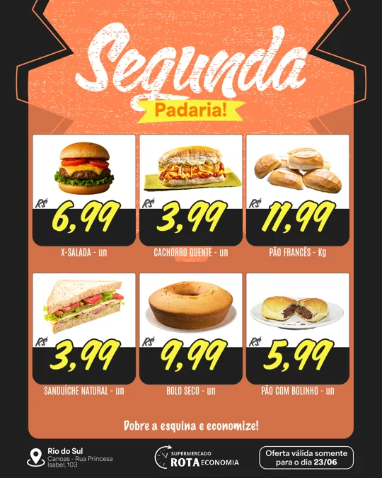 Segunda · Padaria — Rota Economia